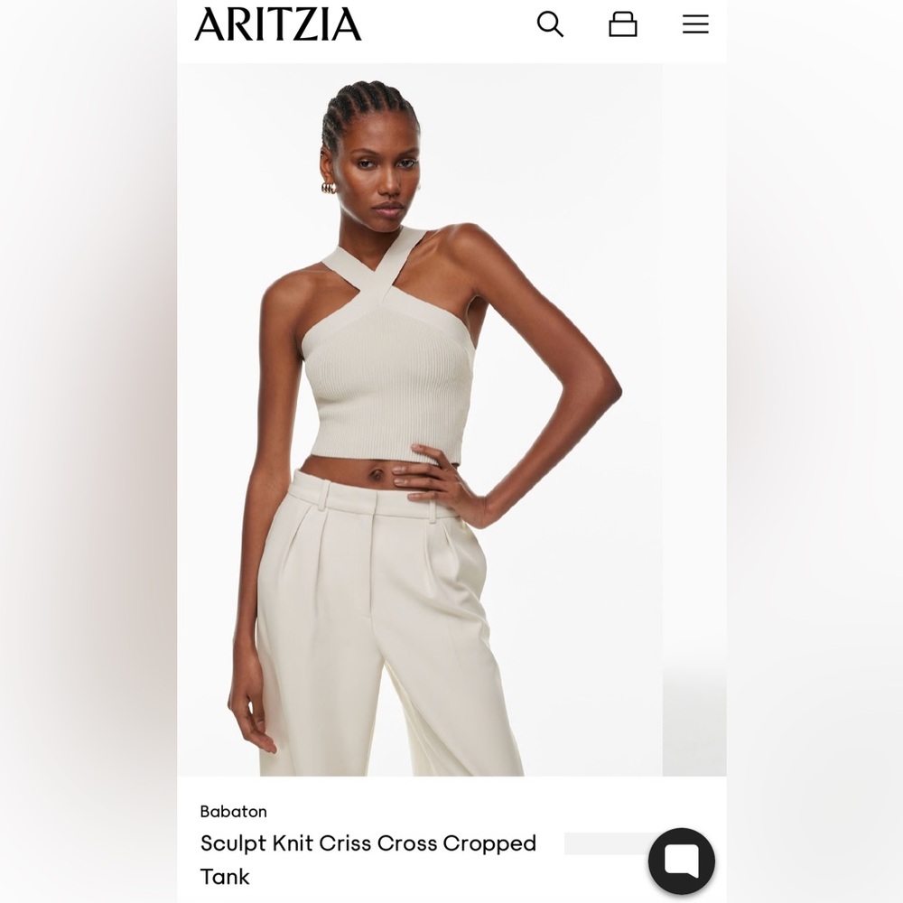 Women's Cream Ribbed Cross-Back Top